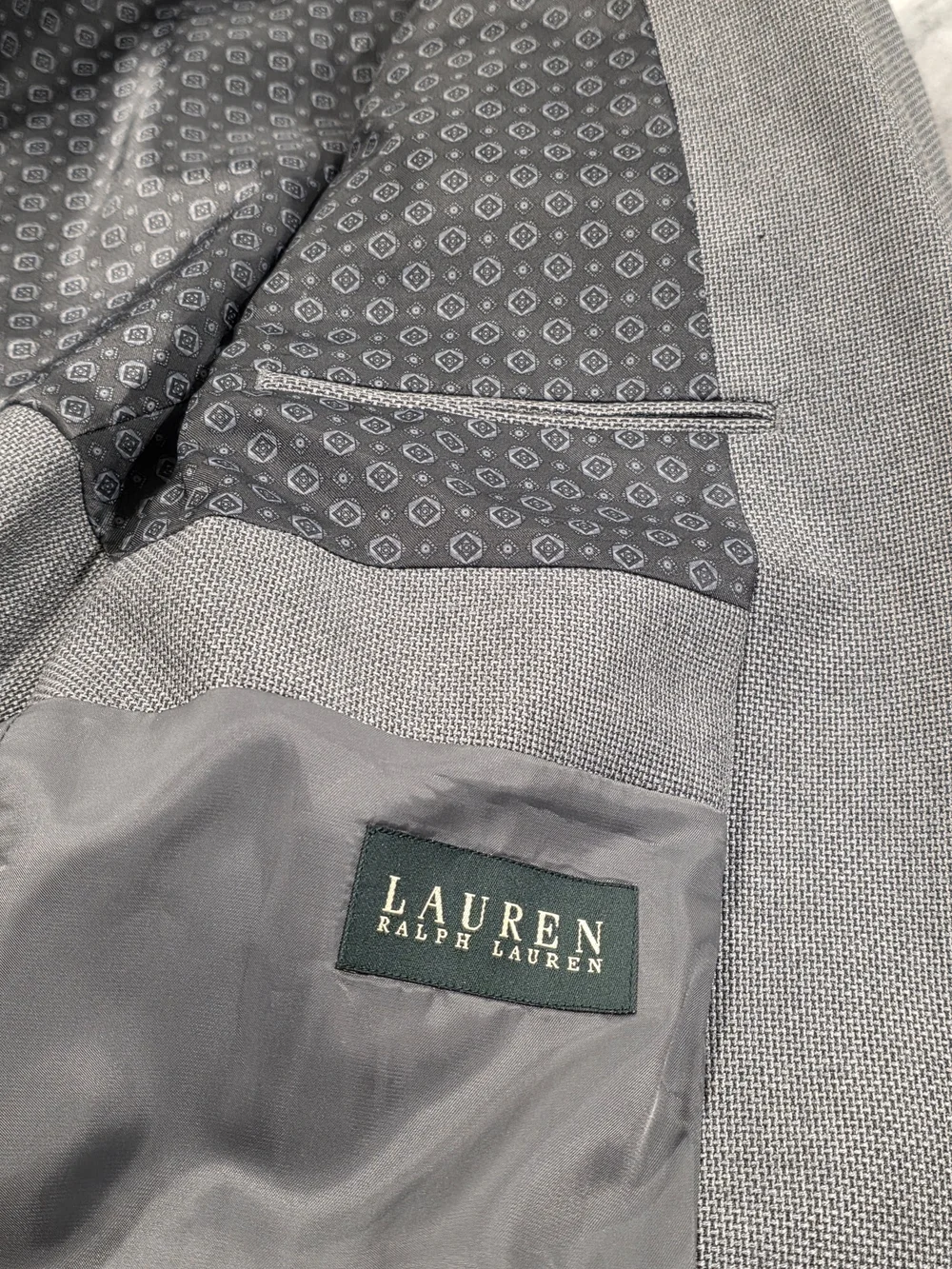 44L Men's Ralph Lauren Blazer Hopsack Gray Weave 2 Button Sport Coat Flawless